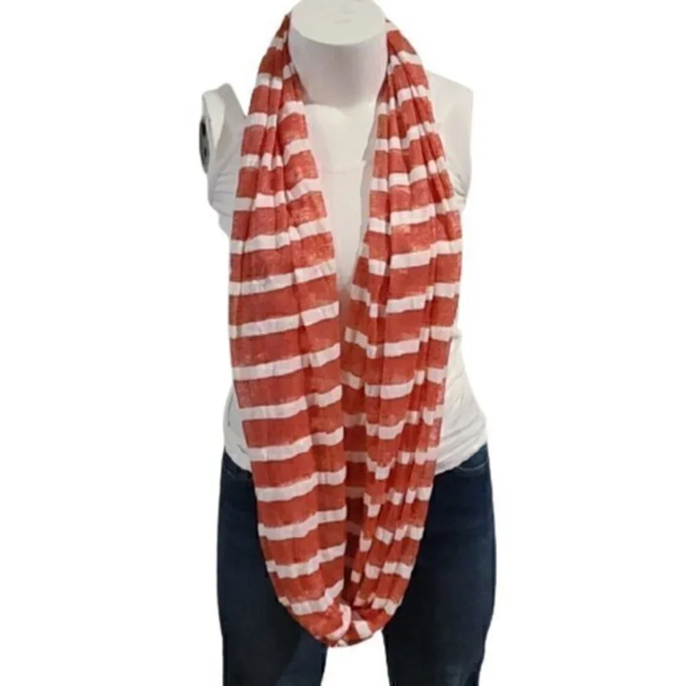 Rose & White Striped Infinity Scarf